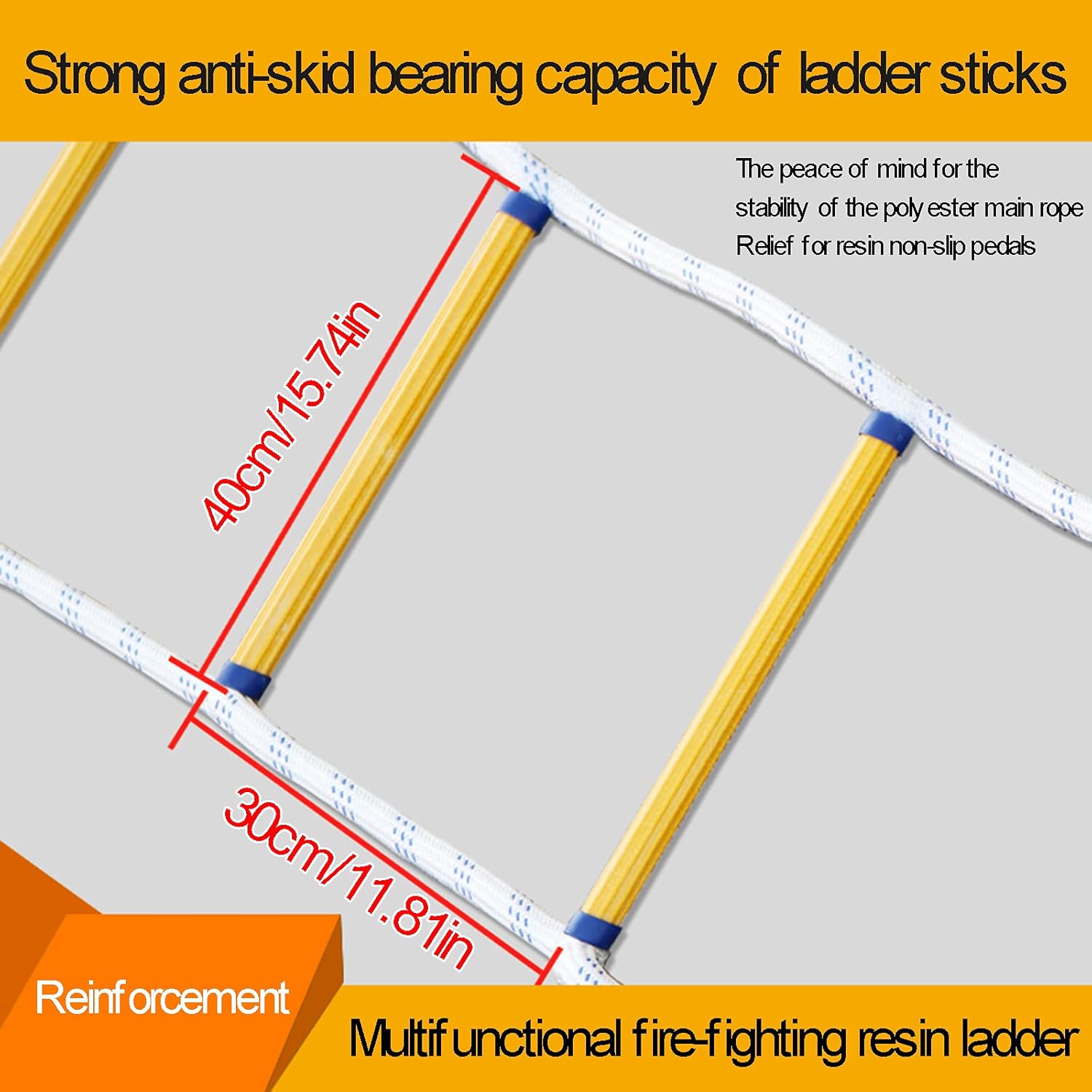 Safety Ladder,Emergency Rope Ladder Fire Escape Rope Ladder, Garden Window Ladder Fire Escape, Escape Ladders/18M/59.05Ft