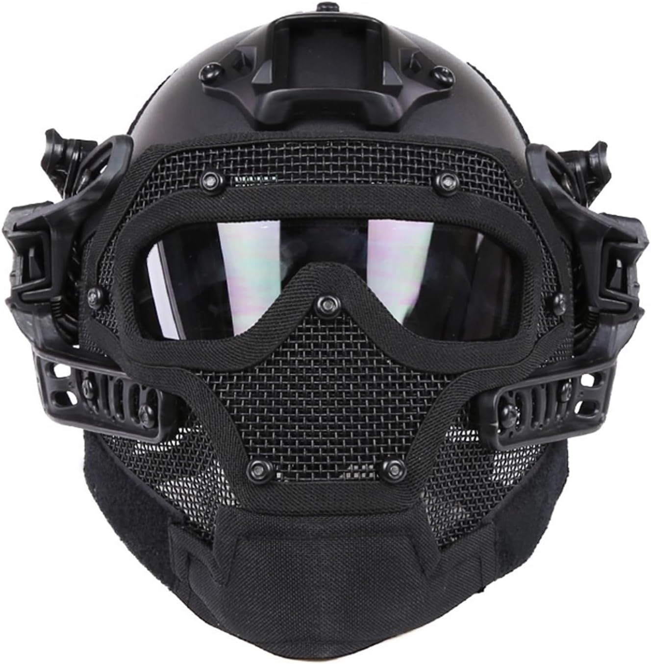 Tactical Helmet Full-Covered Protective Mesh Mask with Goggle Military Paintball Airsoft Shooting Games