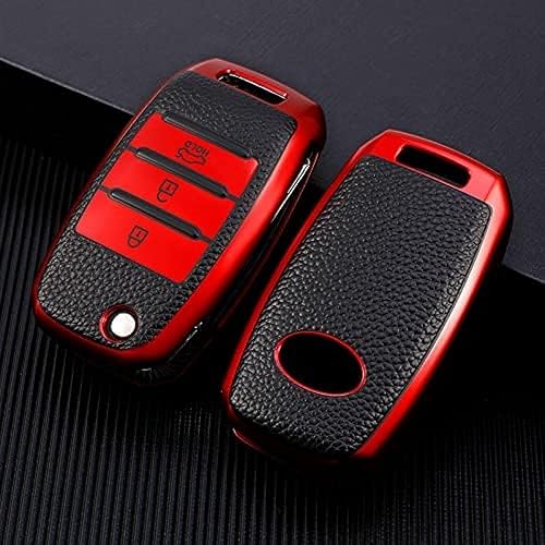 Leather TPU Car Folding Key Case, for Kia Rio 3 OL K2 K3 K4 K5 Sportege Picanto Optima Soul Ceed Sorento Forte Stinger Cerato