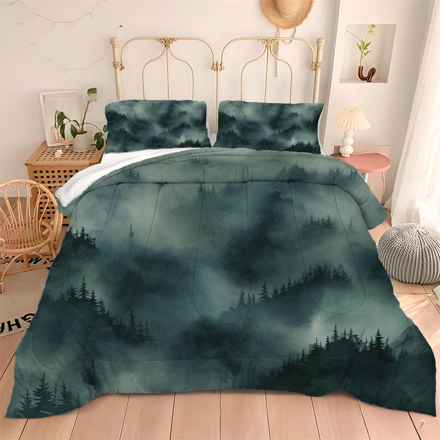 Albideyaa Queen Size Beach Bedding Set Tropical Plam Trees Ocean Quilt Set Sunny Beach Coastal Nature Theme Comforter Set Natural Scenery Print Duvet Set with 2Pillowcases