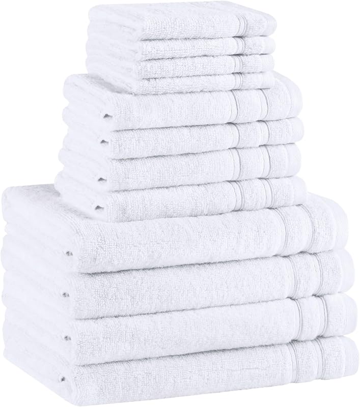 12 Pc Towel Set, 100% Cotton Zero Twist, White | Zero Twist Cotton, Quick Dry Ultra Soft, 4 Bath 4 Hand 4 Washcloth, Lightweight Absorbent for Everyday Bathroom Use