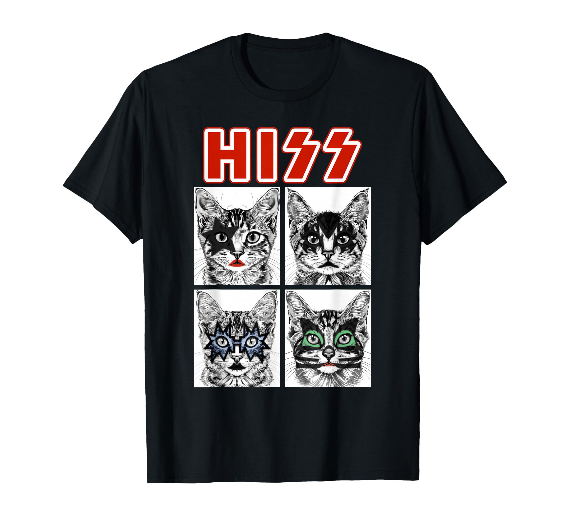 Retro Cat Rock Music Concert Band Men Kids Women Funny Cat T-Shirt
