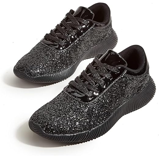 Glitter Tennis Shoes Black 6