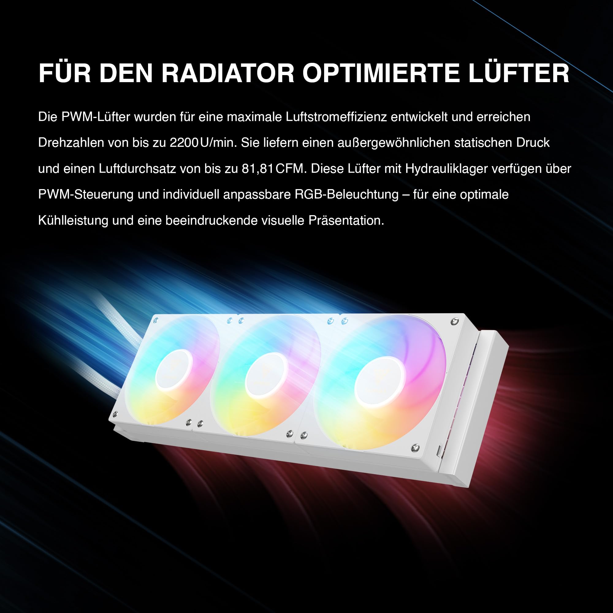 GAMDIAS CHIONE P5 360-mm-AIO-CPU-Wasserkühler, Drehbares Magnetisches 3,4-Zoll-IPS-LCD-Display, Anpassbare Software, Verstecktes Kabeldesign, ARGB-PWM-Lüfter, MB Sync, Intel LGA 1851, AMD AM5, Weiß