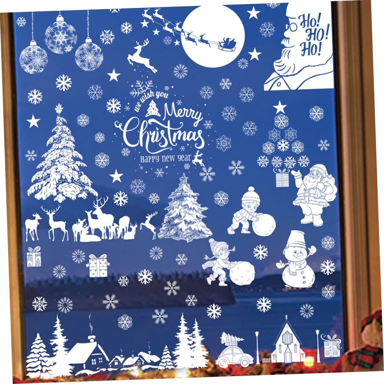 45 Blatt Weihnachtsaufkleber Urlaub Fenster Haftet Winterfensteraufkleber Weihnachtsparty Wandkunst Praktische Wandtattoos Zarter Wandaufkleber Schneeflocke Wandtattoo Weiß Pvc IMIKEYA