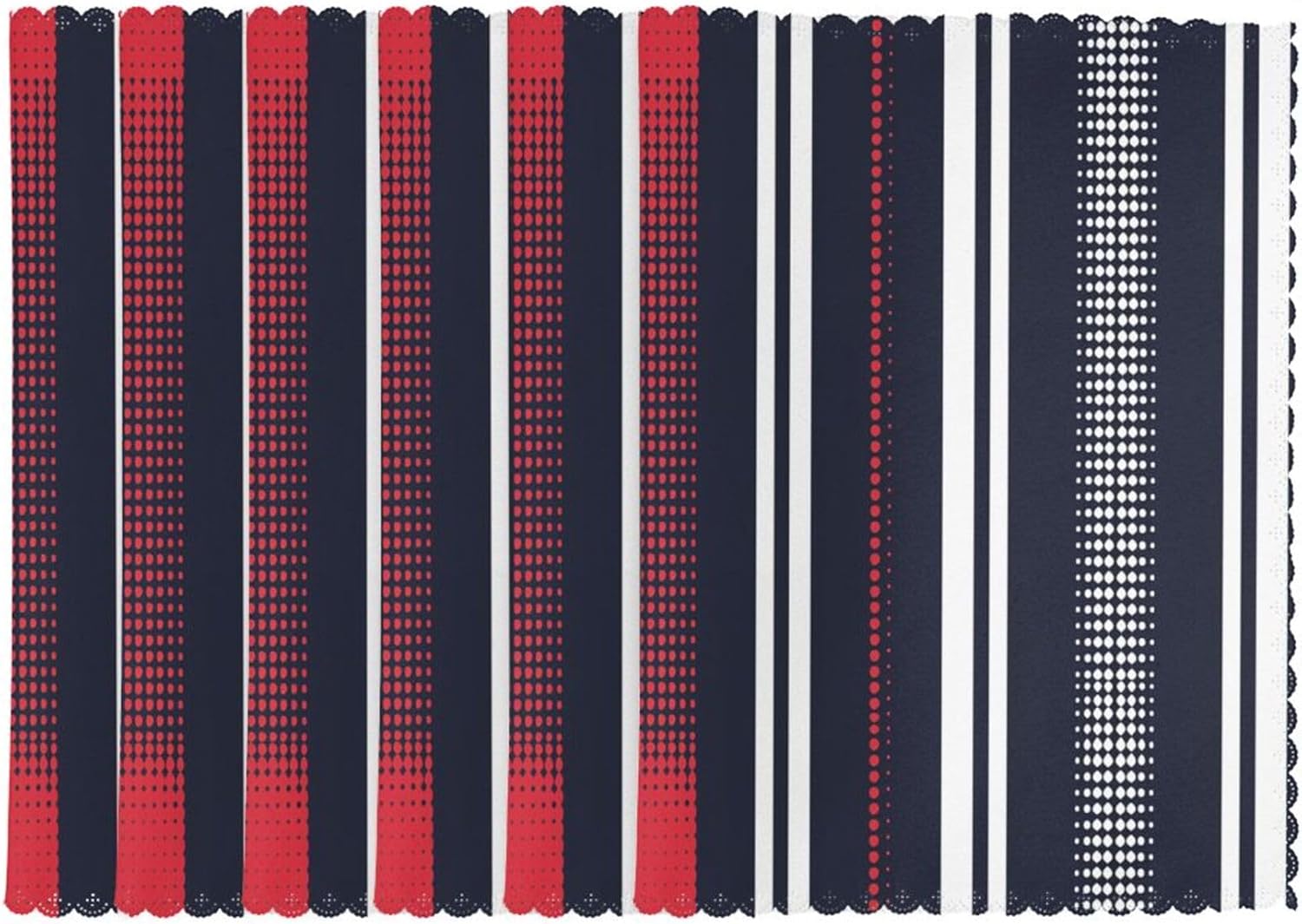 Cloth Placemats Set of 6, Thin Polyester Cloth Placemats Navy Blue Pixel Stripes Placemats, Kitchen Table Mats Non-Slip Placemat for Kitchen Dining Table