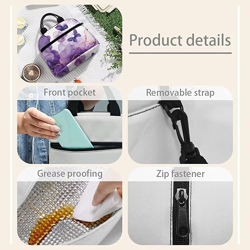 Vista 103 de doginthehole Bolsa de almuerzo portátil de teñido anudado azul, bolsa de almuerzo, organizador reutilizable, hielera para adultos, al aire libre