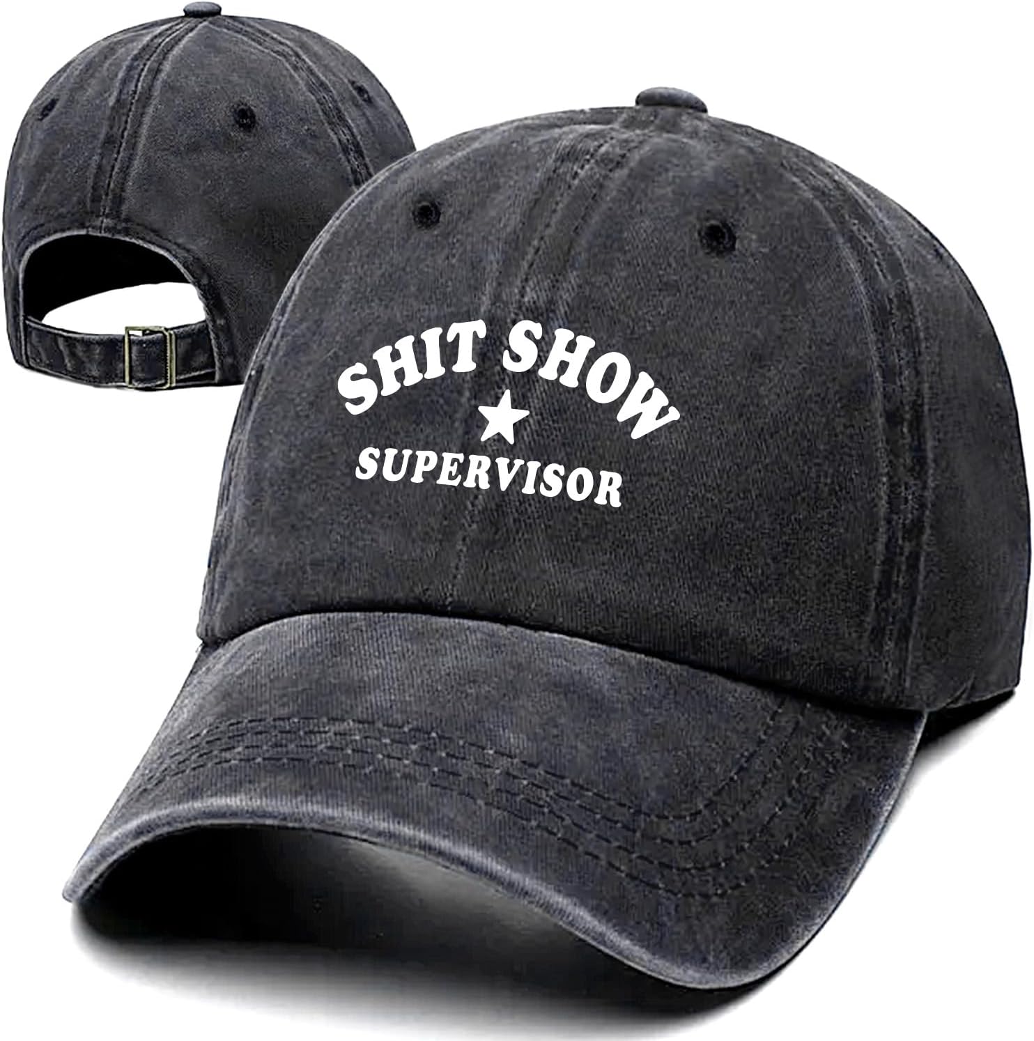 Sxxt Show Supervisor Funny Retro Washed Cotton Baseball Cap, Adjustable Lightweight and Breathable Unisex Outdoor Sun Hat, Gifts for Men Women Husband Manager Supervisor Friend Bestie Coworker Boss
