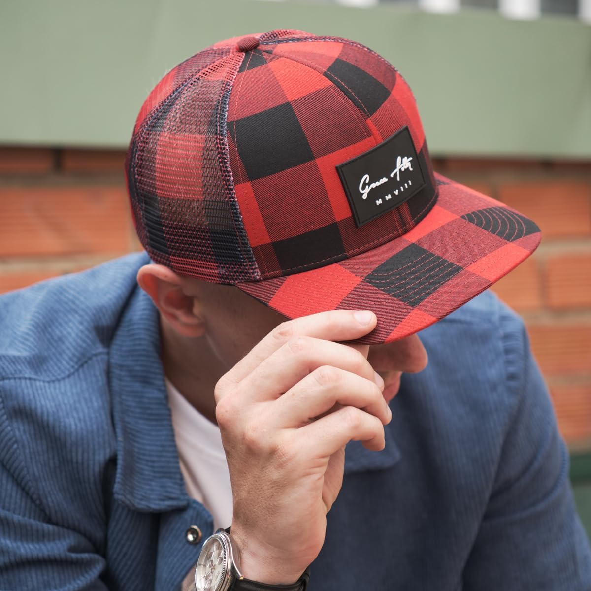 Grace Folly Trucker Hat for Men or Women- Many Cool Designs (Red Plaid) - Image 5