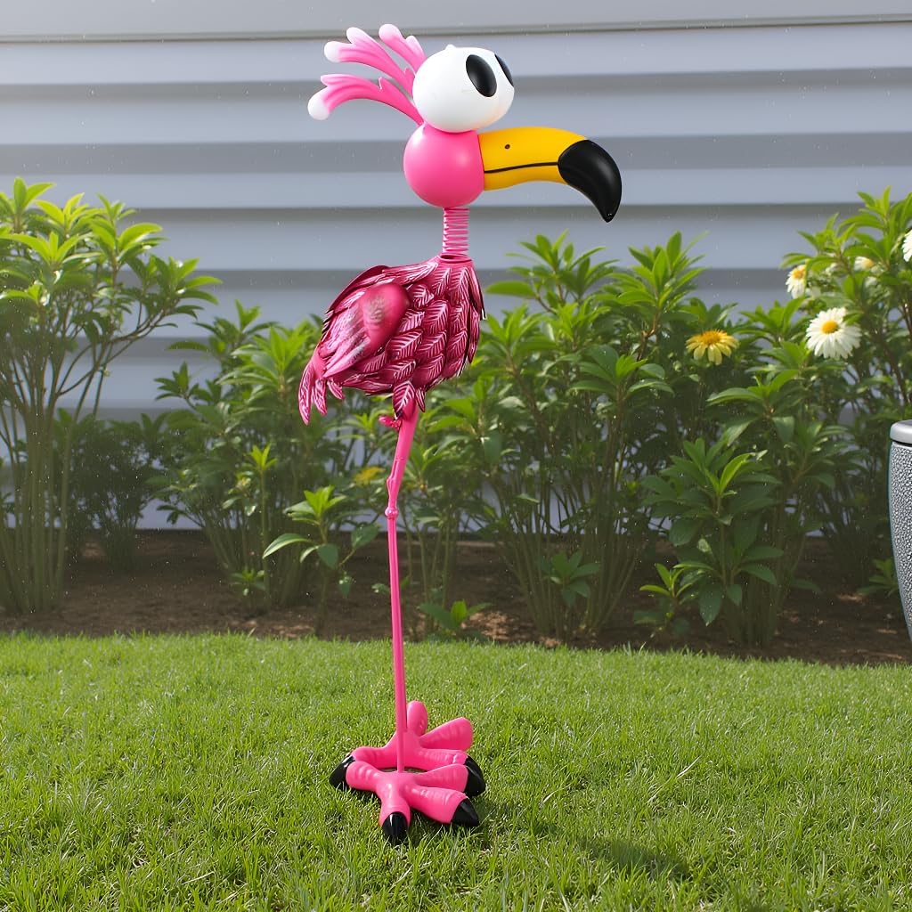 Large Flamingo Garden Statue, Metal Flamingo Outdoor Staute Waterproof, Pink Flamingo Yard Art Sculptures Decor for Yard, Lawn, Patio, Backyard - Image 7