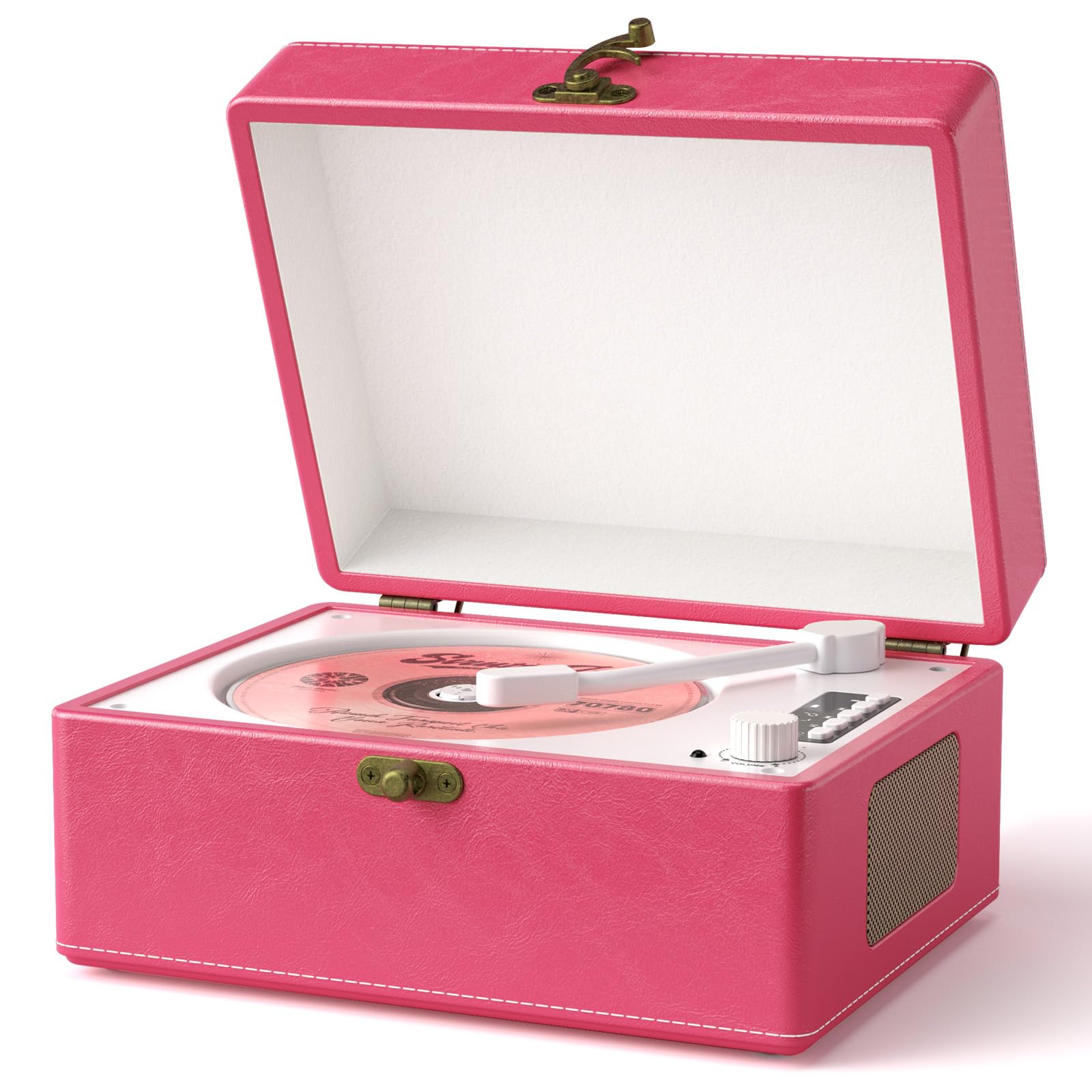 Portable CD Player with Built-in Speakers, Vintage CD Player Bluetooth, Support Bluetooth in & Out, USB/AUX/Type-C Playback, with LED Screen, Headphone Jack, Ideal Gift for Music Lovers(): Hot Pink