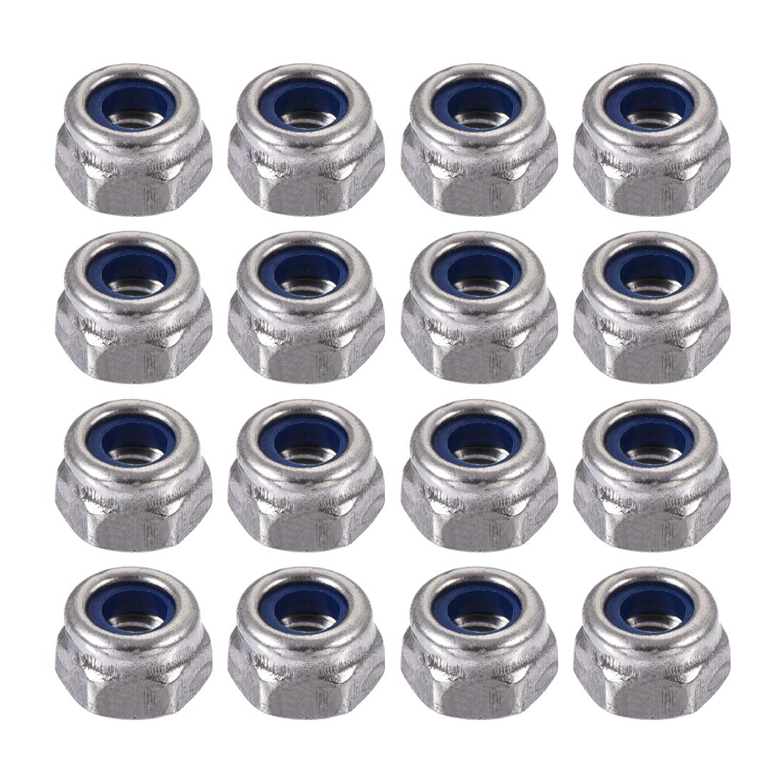 Uxcell Silver Sourcingmap 100 Pieces Stainless Steel 304Hc Hex Nylock Nyloc Nut M4 A2-70