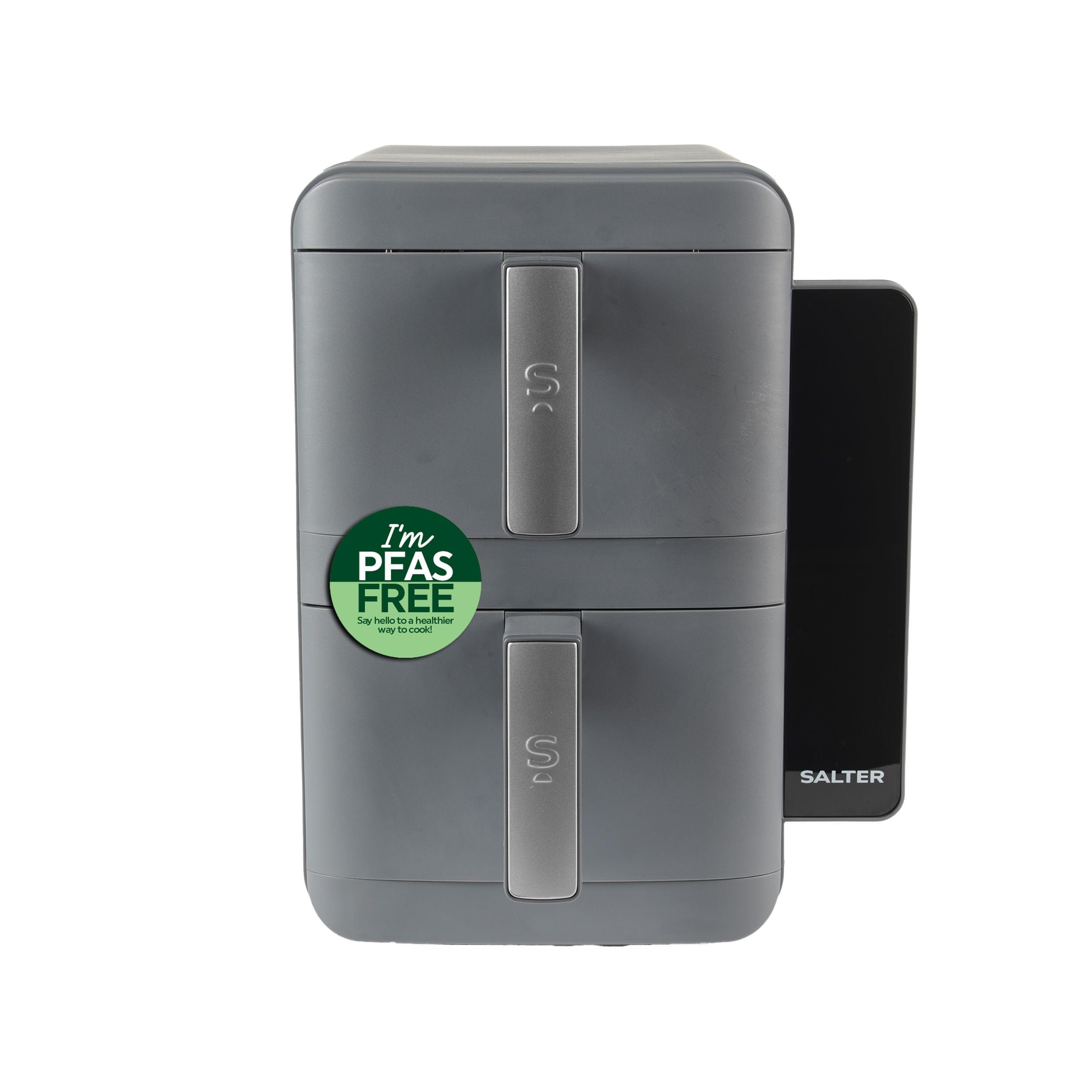 Salter VertiLayer Stackable Air Fryer - 4 Layer Cooking, 2 x 4.5 Litre Dual Drawers, 9 L Total, Digital LED Display, Sync&Match, PFAS-Free Grill Tray/Basket, 9 Presets, 60-230°C, 120 Min Timer, 2400 W