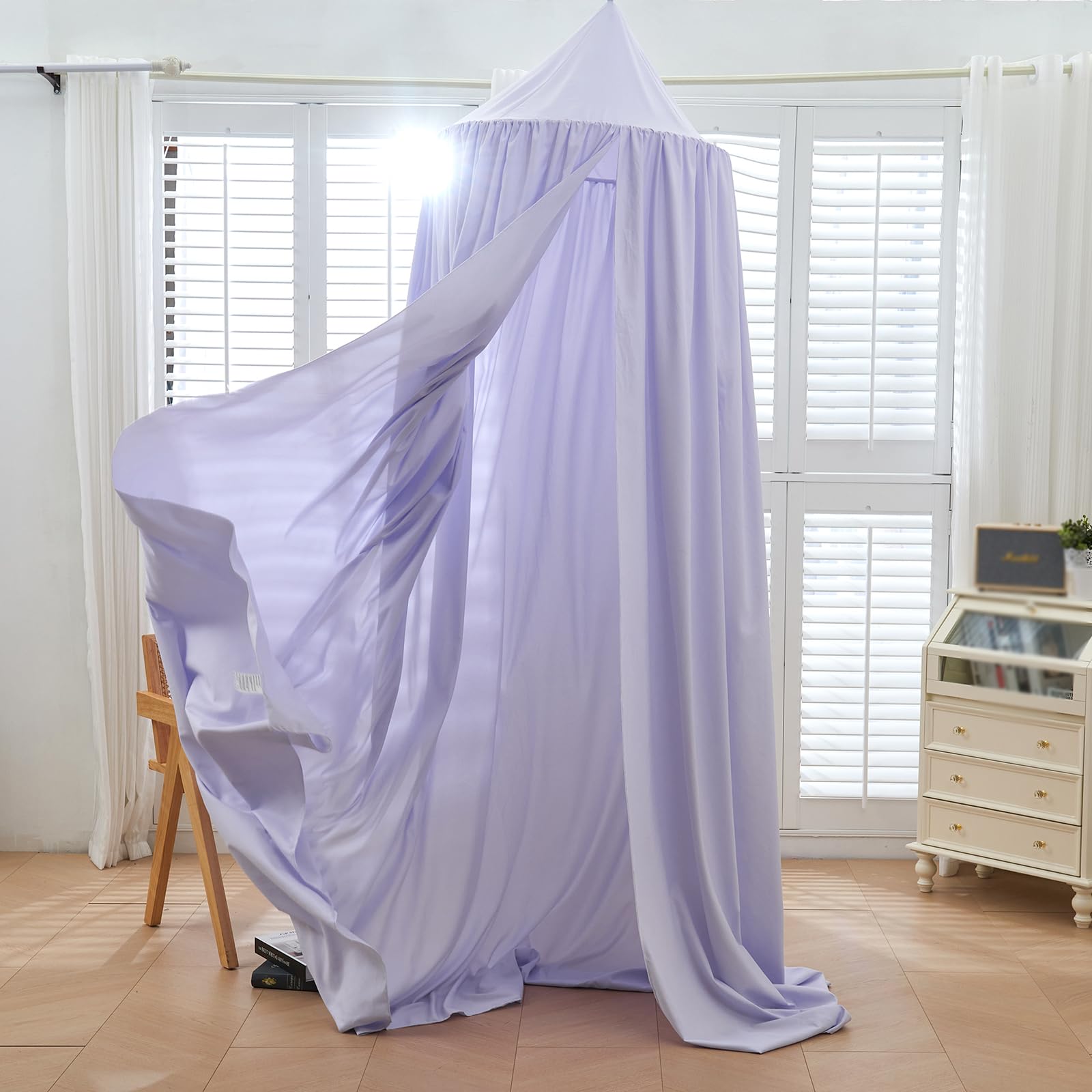 Moskitonetz Betthimmel, Prinzessin Kinderzimmer Baldachin Chiffon Hängende Insektennetz Vorhänge Baby Spielzelte ohne Bohren, für Schlafzimmer Ankleidezimmer Reise Mädchen Jungen (Light purple)