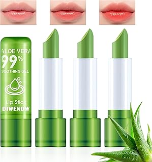 4PCS Aloe Vera Color Changing Lipstick,Temperature Color Change Lip Gloss Makeup Set,Waterproof Long Lasting Aloe Vera Tinted Lip Balm Moisturizer,Moisturizing PH Mood Magic Lipstick for Women