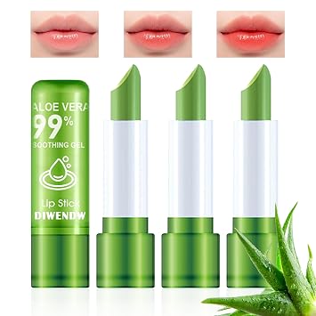 4PCS Aloe Vera Color Changing Lipstick,Temperature Color Change Lip Gloss Makeup Set,Waterproof Long Lasting Aloe Vera Tinted Lip Balm Moisturizer,Moisturizing PH Mood Magic Lipstick for Women
