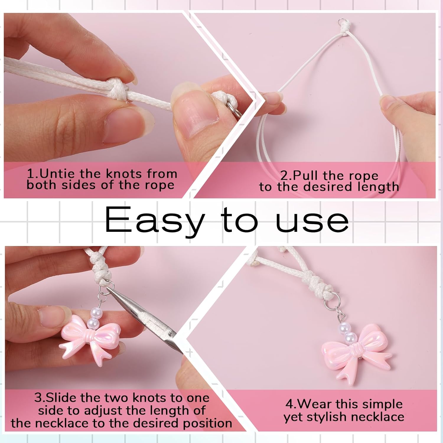 12 PCS Adjustable Rope Necklace for Men, 4 Colors Double Knotted Handmade Craft Necklaces with Metal Ring, Vintage Black Necklace Cord Rope for Hanging Pendants Men Women, 12.6-25.2 Inches - Image 5