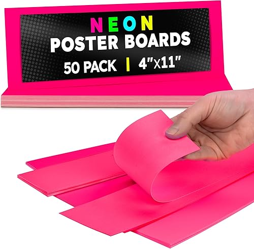 Miniatura 74 de Hygloss Tablero grande de póster de 22 x 28 pulgadas, 100 tableros de póster de colores neón surtidos a granel, 10 puntos de grosor, papel de póster