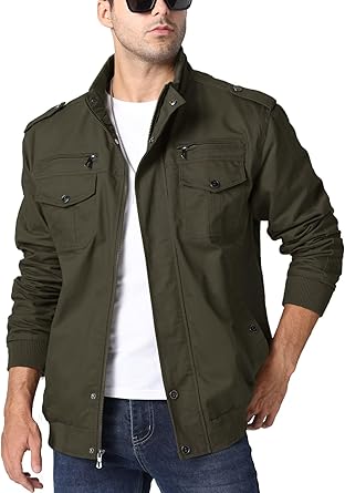 KEFITEVD Militaire bomberjacks voor heren, cargo-werkjas, vrijetijdsjas met volledige rits, windjack, Denim Blauw, L KEFITEVD Militaire bomberjacks voor heren, cargo-werkjas, vrijetijdsjas met volledige rits, windjack, Denim Blauw, L