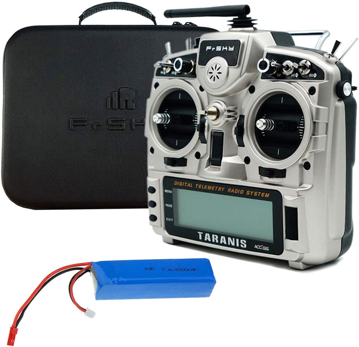 FrSky Taranis X9D Plus 2019 Access ACCST 2.4G 24CH Radio Transmitter-Silver (with LiPo Battery and EVA Case)