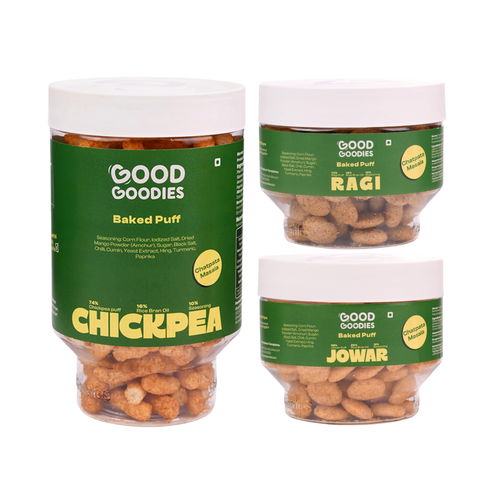Good Goodies Chatpata Masala Puffs | Chatpata Masala Across All 3 Grains | Baked Not Fried | No Maida, No Palm Oil, No Maltodextrin | Puffed Snacks | Baked Puffs Combo (Pack of 3) | 225g-image-16