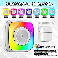 Vista 4 de HuiJuKeJi Mini impresora adhesiva con bolsillo de luz RGB impresora térmica sin tinta para iOS y Android, 9 rollos de papel térmico y 5 bolígrafos