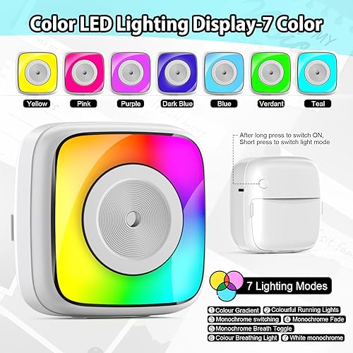Miniatura 4 de HuiJuKeJi Mini impresora adhesiva con bolsillo de luz RGB impresora térmica sin tinta para iOS y Android, 9 rollos de papel térmico y 5 bolígrafos