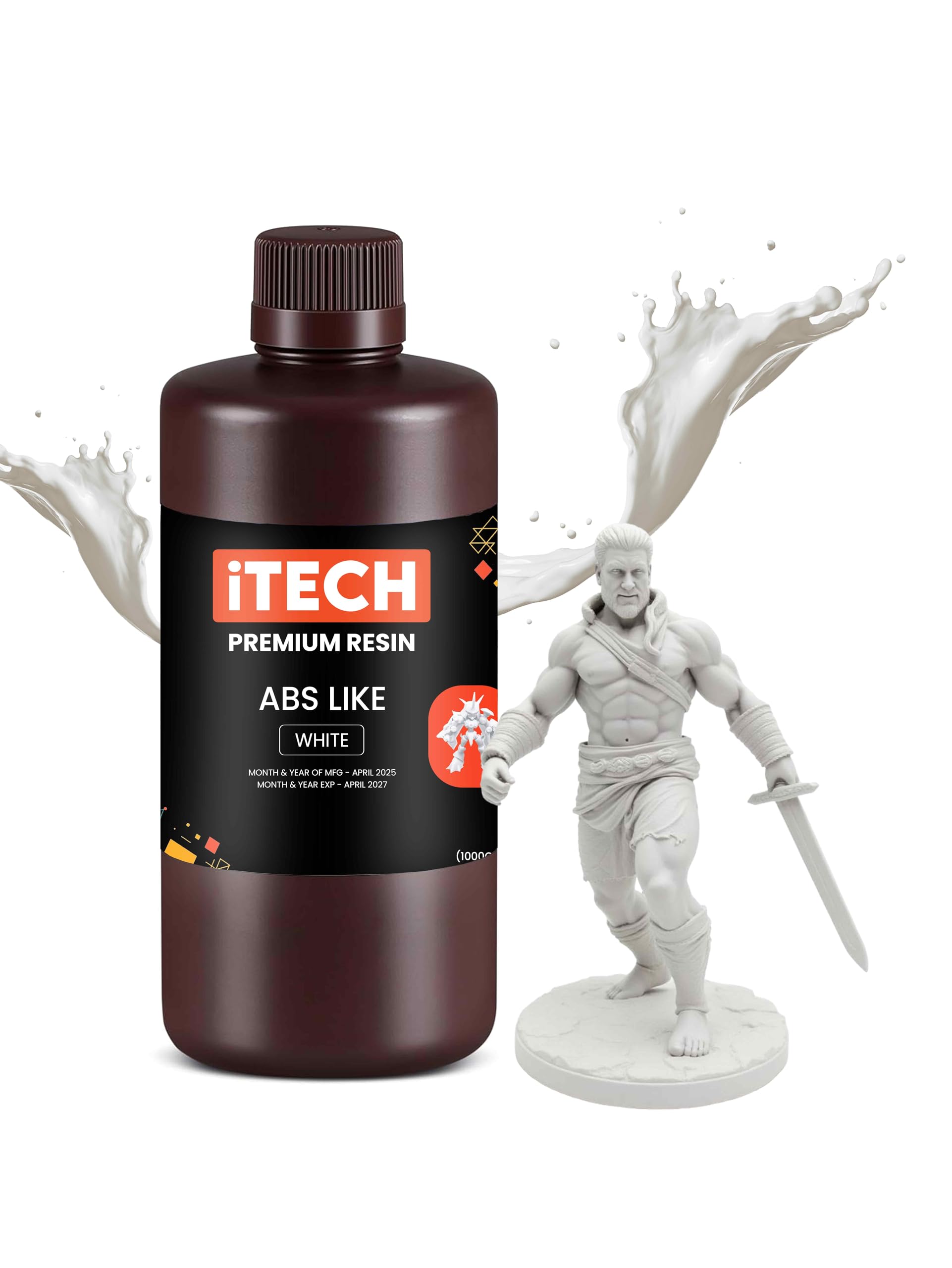 itech premium abs-like resin - (white) 1000g high precision uv curing 3d printer resin durable,smooth,finish fast curing ideal for functional prototyping.