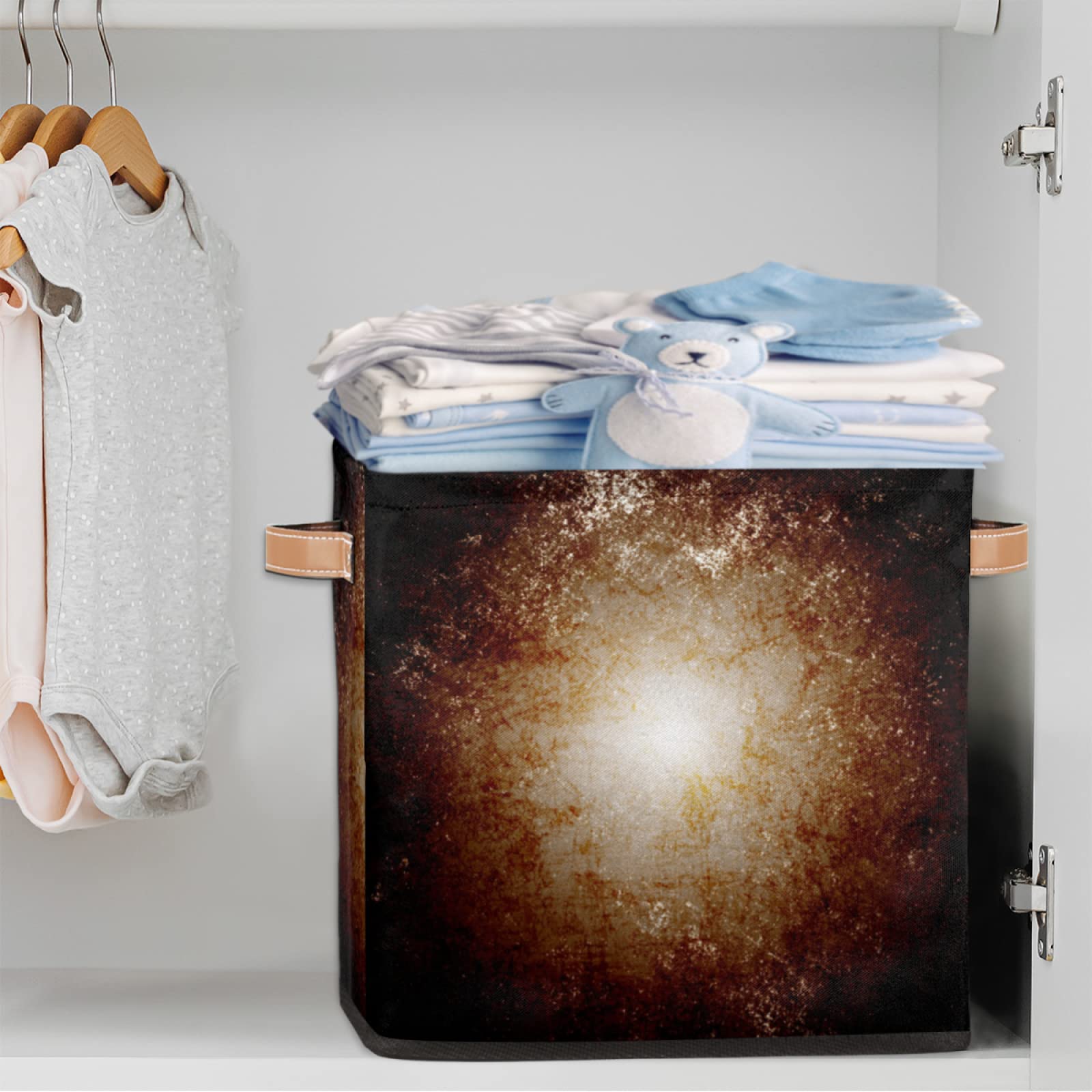 Vasto contenitore con motivi di spazio esterno cestino decorativo cielo stellato con manici armadio mensola organizer per casa e ufficio, confezione da 2