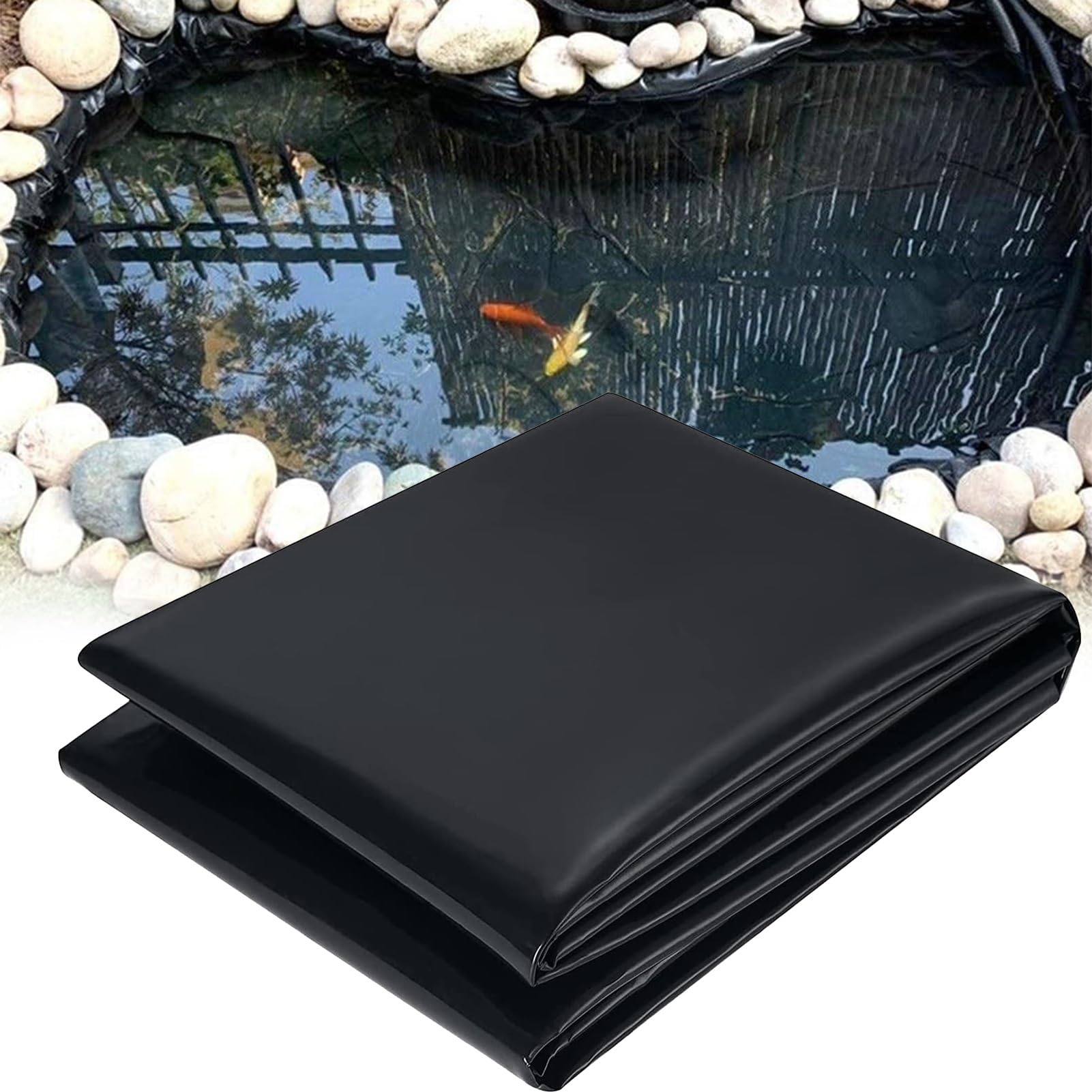 KLGFBDC Black HDPE Pond Liner - Flexible, Impermeable Membrane for Koi Ponds, Fountains, Water Gardens & Waterfalls - Durable 0.12mm Thickness (23x39.3ft)