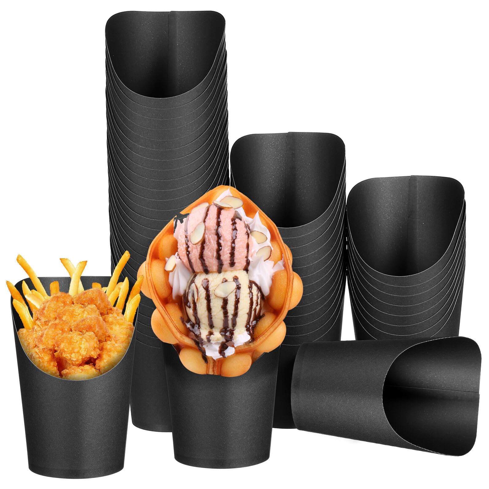 CANIGHT Einweg Pappbecher Snackbehälter 100 Stück 400 ml Pommes Frites Becher aus Papier für Partys und Imbiss