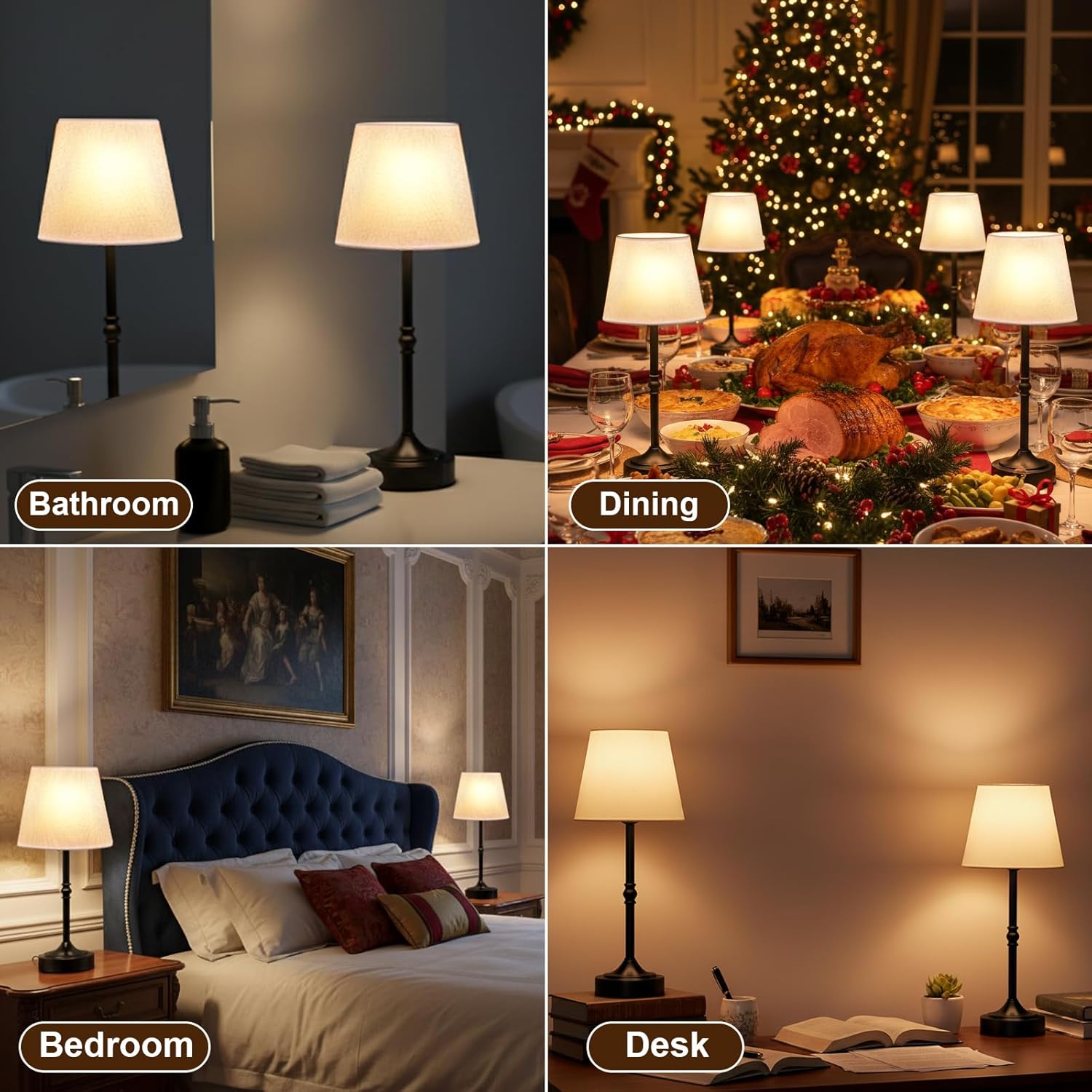 Cordless Lamp Rechargeable LED Table Lamp, 5000mAh Battery Operated, 3 Level Brightness, Portable Night Bedside Lamp, Ambient Desk Light for Home Decor, Patio, Restaurant, Dinning