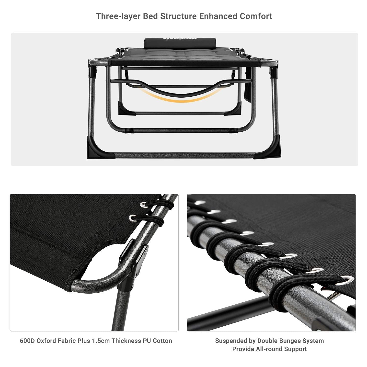 KingCamp Oversize Padded Folding Chaise Lounge Chair for Outdoor, Patio