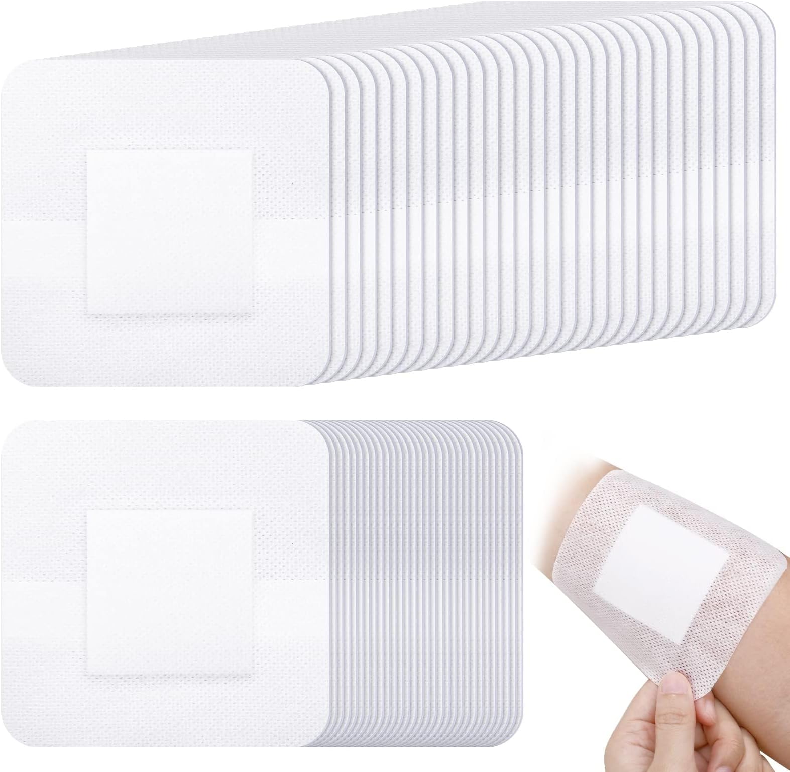 30 PCS Bordered Gauze Adhesive Island Dressing Wound Dressing Waterproof Gauze with Pad Breathable Bandage Individually Packed Pouches Tapes for Blister Wound Care (4 X 4 Inch)