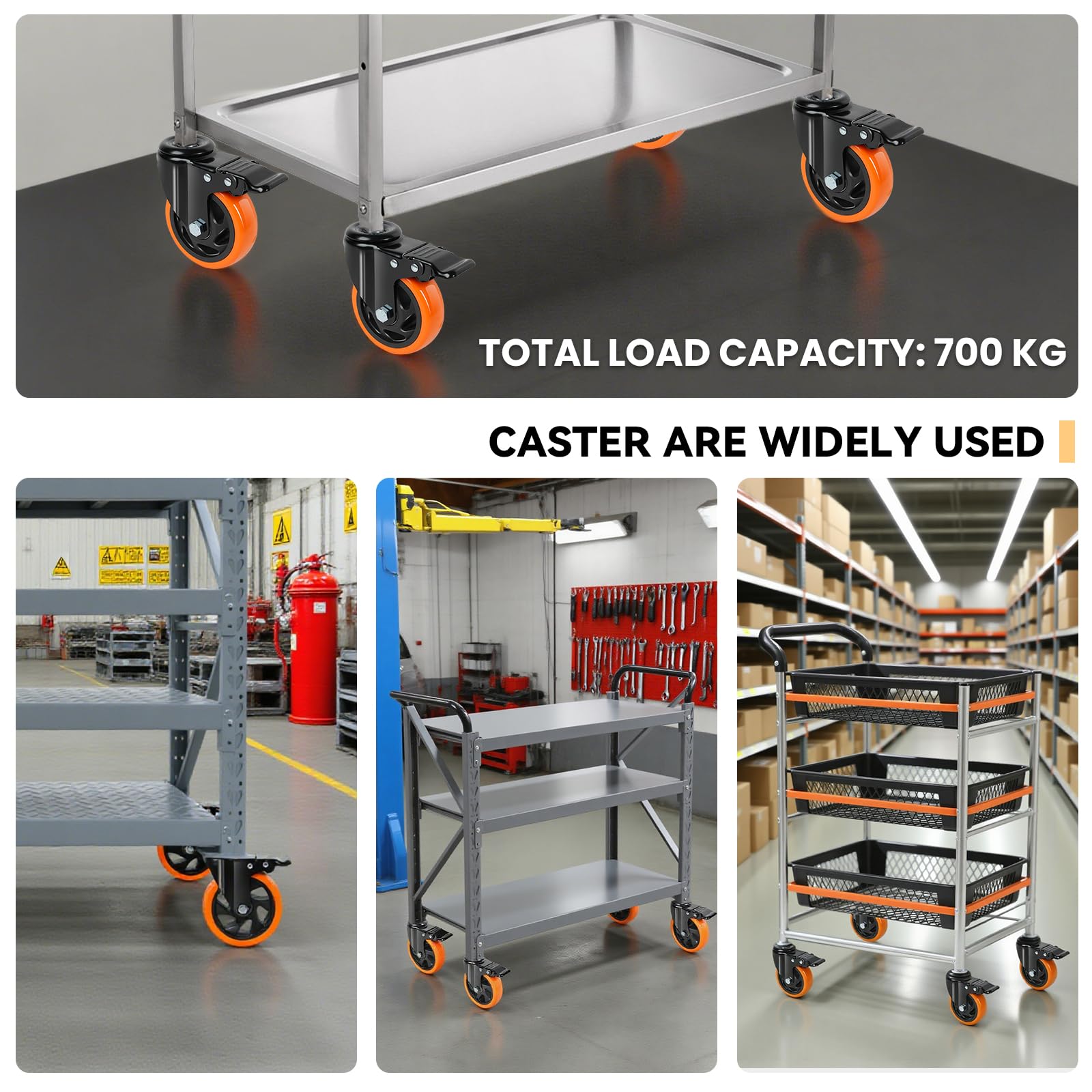 125mm per carichi Pesanti Ruote M12 × 30mm Set da 4 Antitraccia Perno Ruote girevoli con Freno 700KG Totale capacità di carico Lockable Scorrimento Fluido per Mobili e Banchi da Lavoro