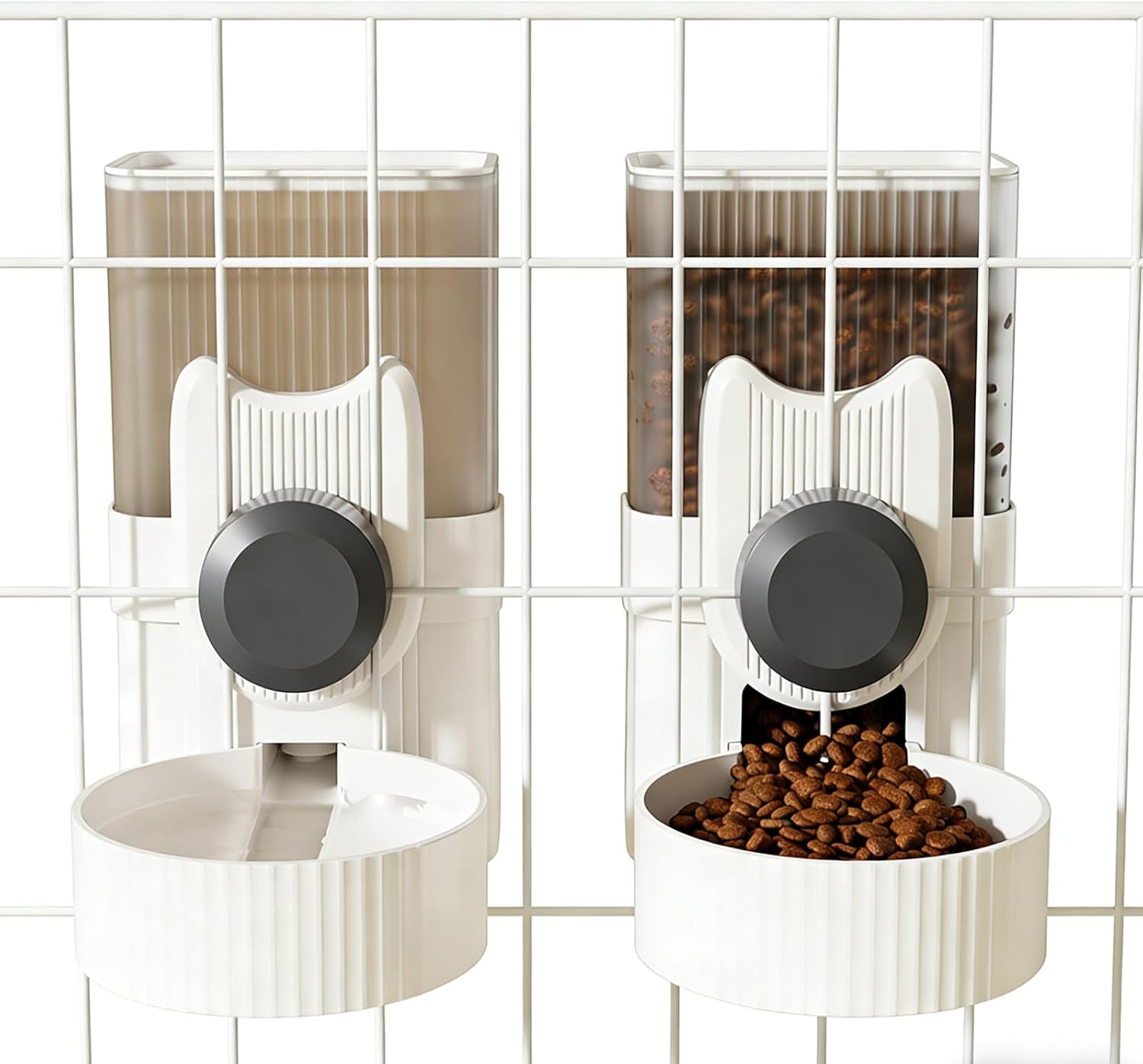 Pet Dog Cat Hanging Automatic Feeder and Water Dispenser Set, 2-in-1 Gravity Pet Food & Water Bowl for Cage, No-Spill Small Dog Rabbit Food Dispenser (Blue)