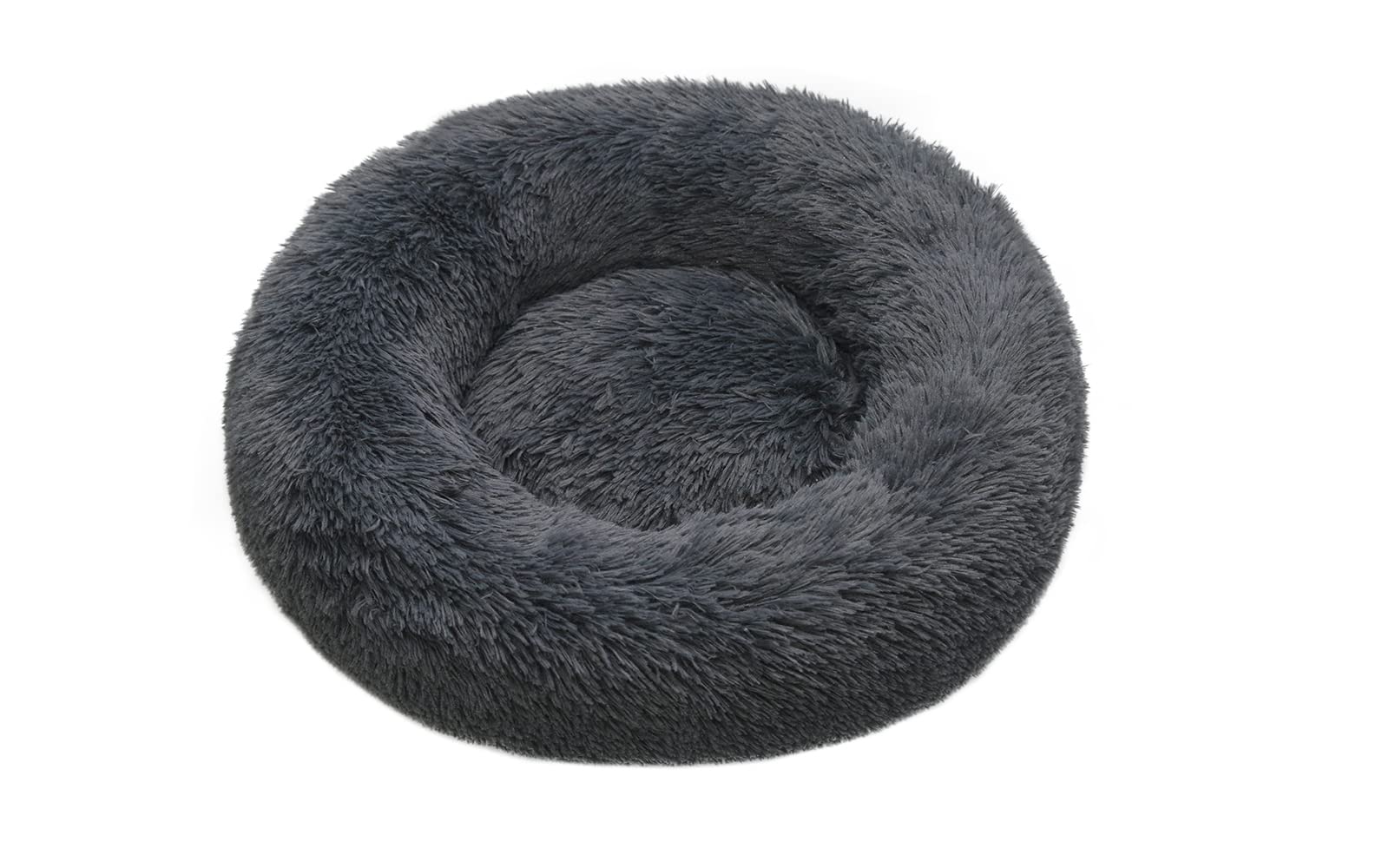 TOHDNC Cama para Perro Gato, Redonda Felpa Cómodo Cama para Gatos con Antideslizante Lavable para Pequeños Medianos Perros y Gatos (Gris Oscuro)