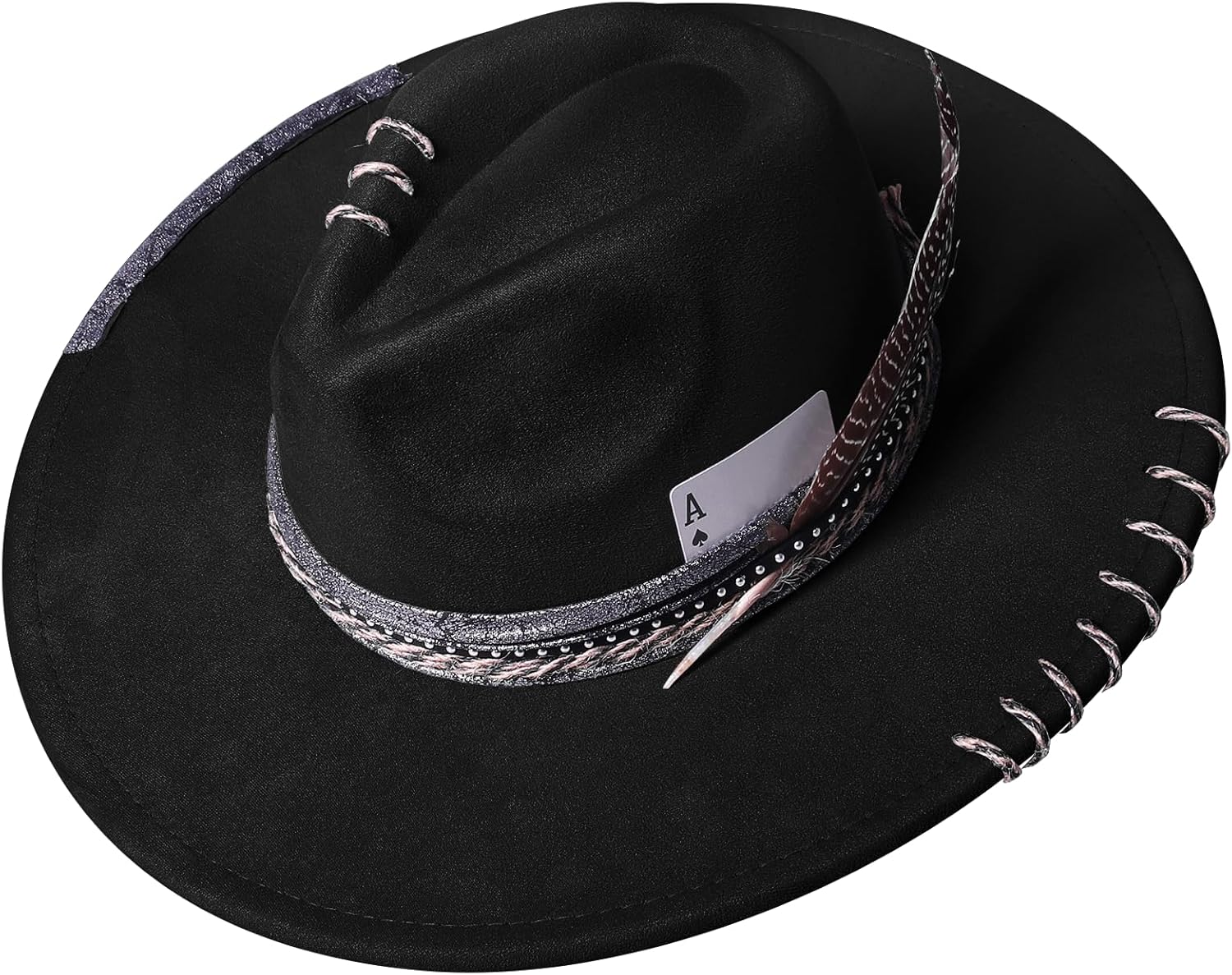 SAJUZEN Wide Brim Fedora Hats for Women Men Felt Panama Hat Dress Up Handmade
