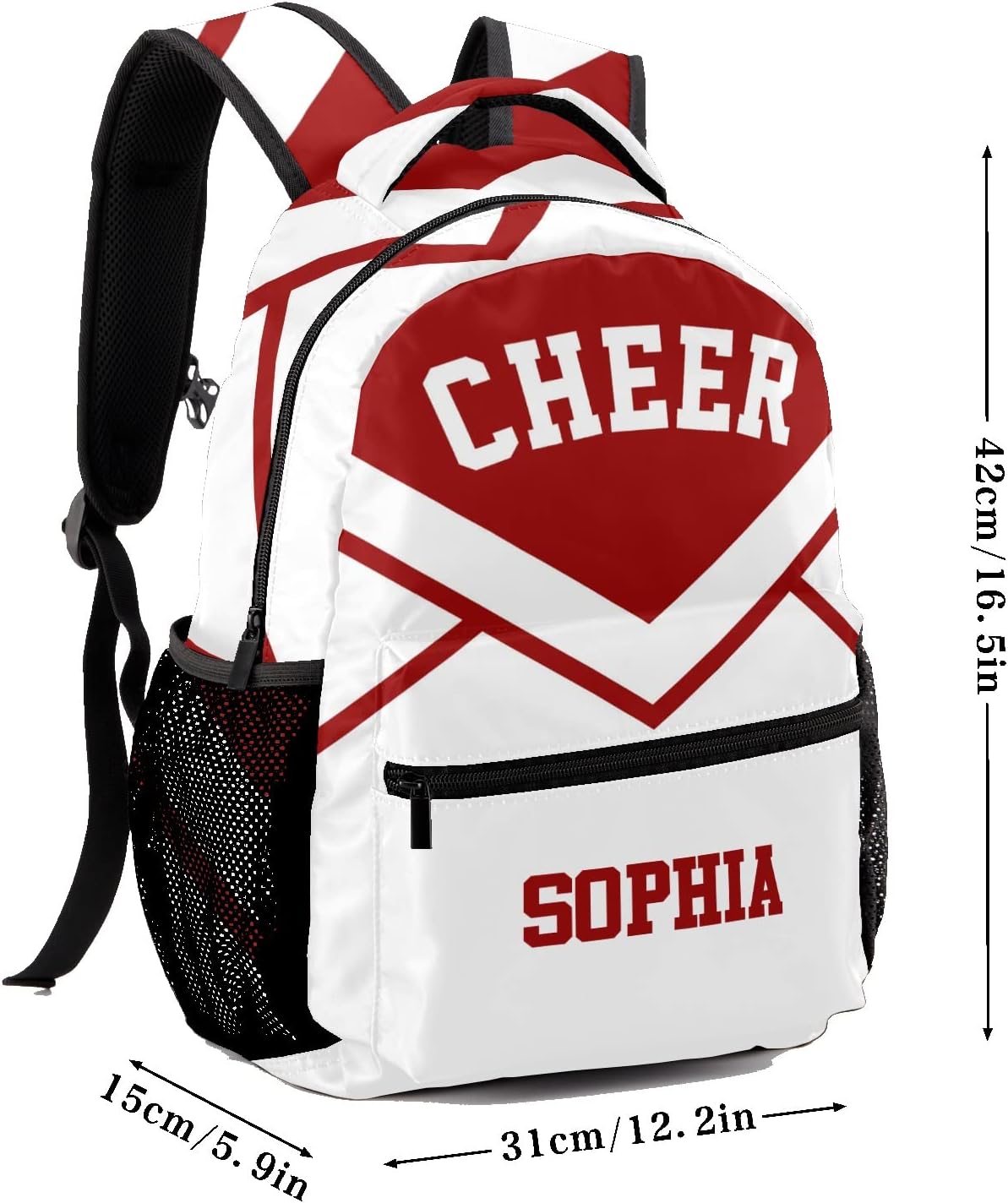 Custom Cheerleader Dark Red Personalized Causual Shoulder Bag Sports Leisure Camping Backpack for Women Men