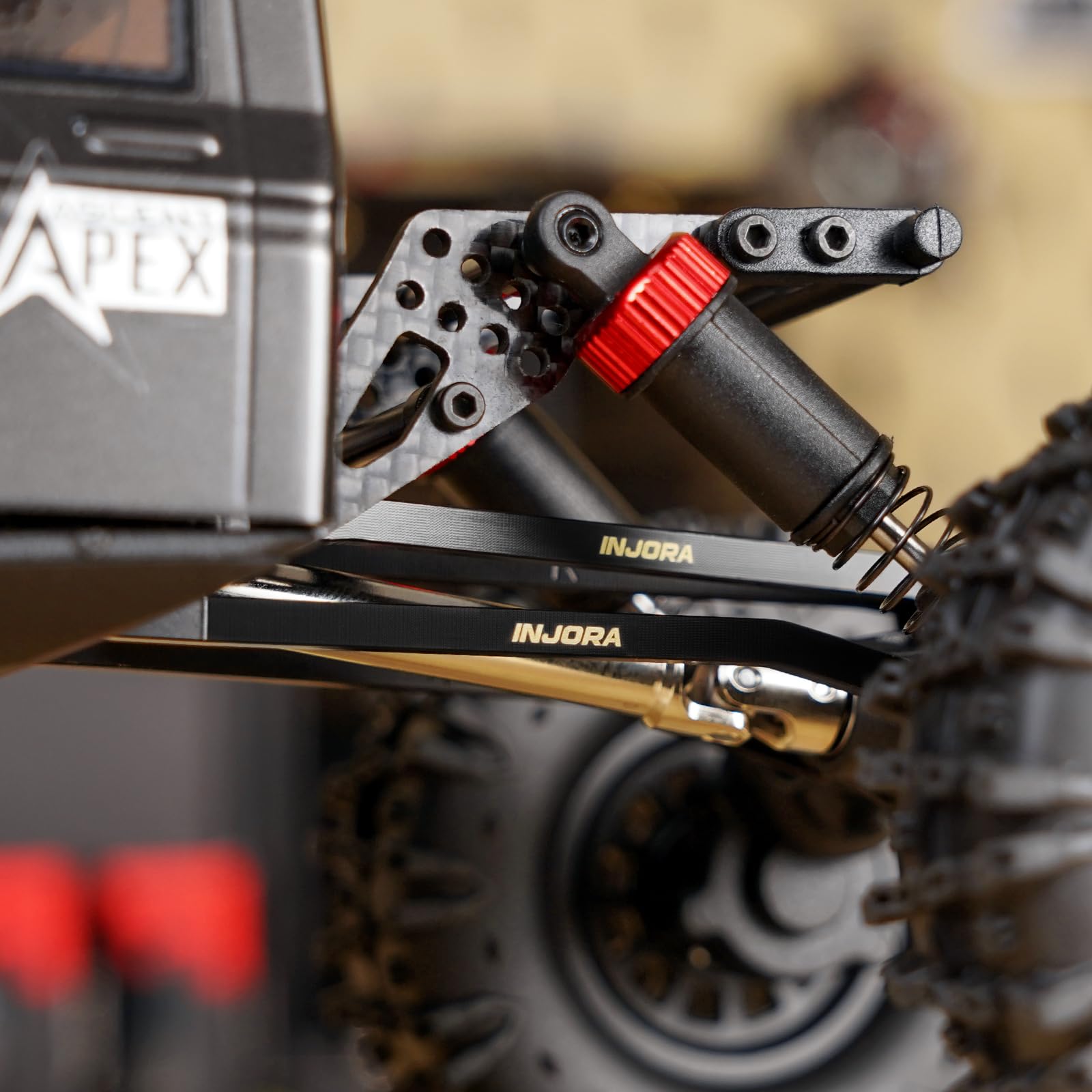 INJORA Collegamenti del telaio in ottone ad alta distanza con rivestimento nero per 1/18 Redcat Ascent-18 APEX