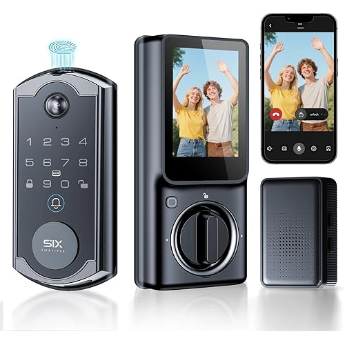 Video Smart Lock S398, 4-in-1 Camera + Video Doorbell + Fingerprint Keyless Door Lock + Indoor Display Monitor, Smart WiFi Deadbolt, App Remote Control, Easy Installation, Chime Included