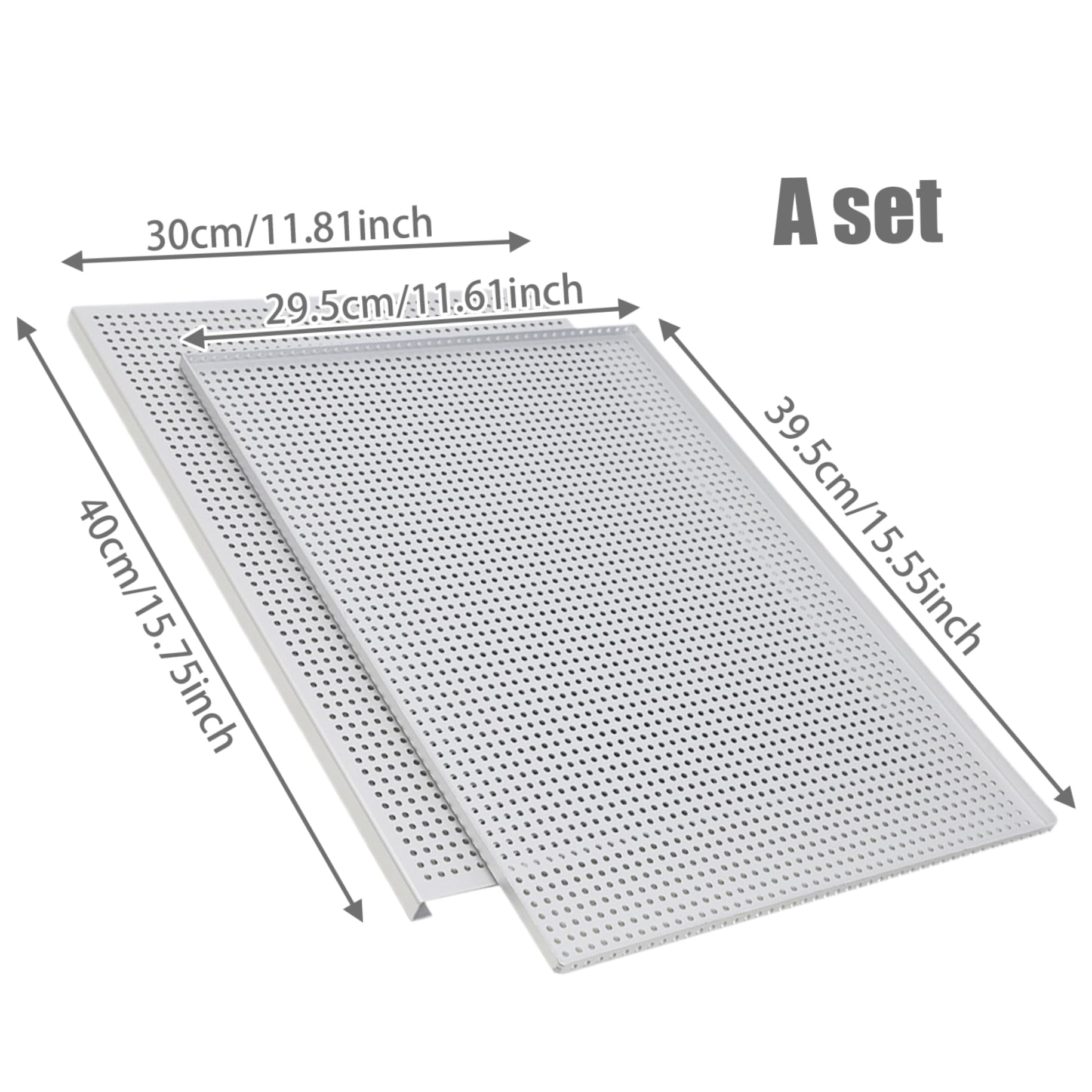 Hojas de hojaldre para Hornear 2 unids/Set Bandeja para Hornear Perforada de aleación de Aluminio de Grado alimenticio Bandeja milhojas Antiadherente Multiusos para Postre de Carne, Espesor 2