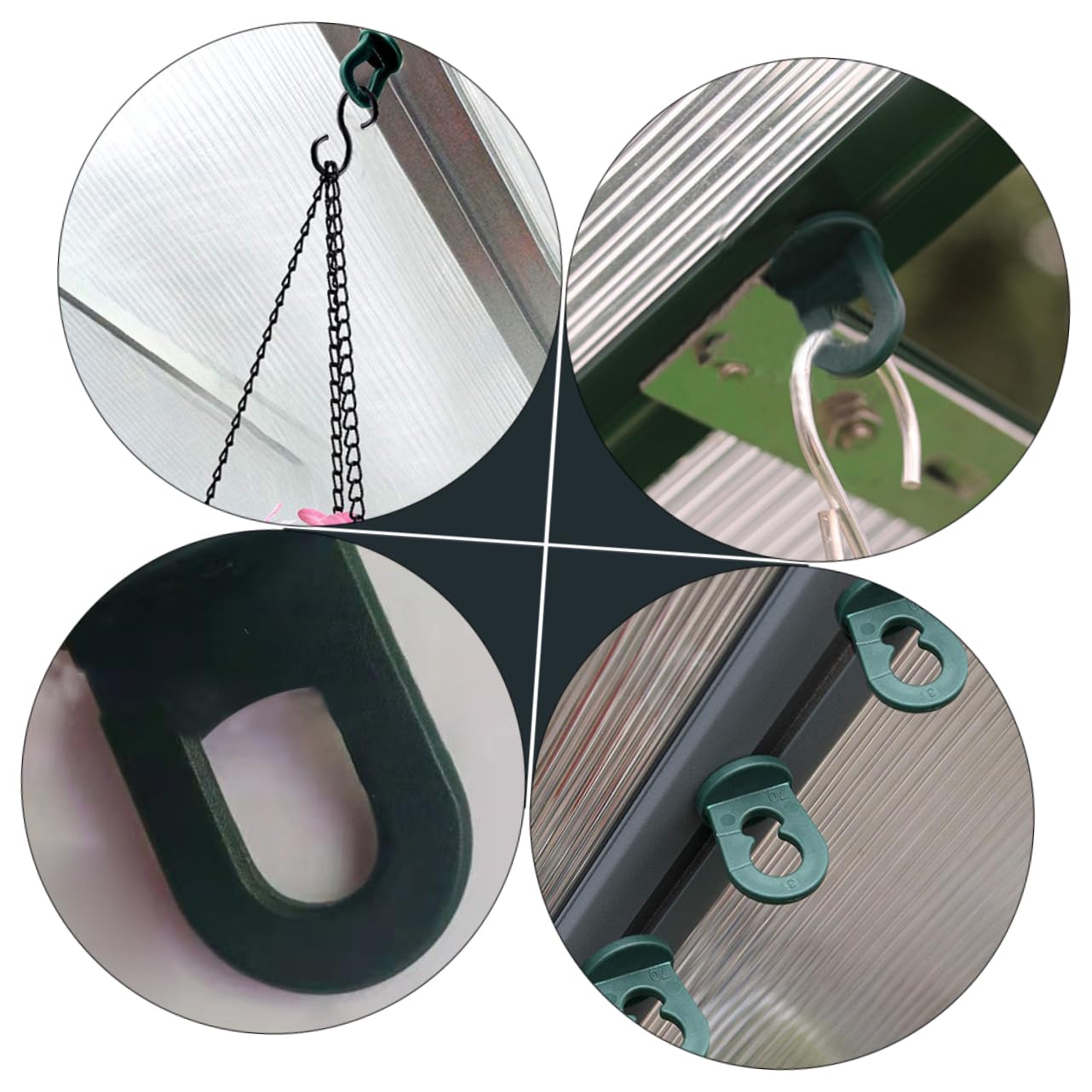VANZACK 3 Ensembles Crochet pour Pot De Fleurs Suspendu Crochets pour Le Jardin Crochet De Suspension pour Pot De Fleurs Crochets Suspendus pour Pots De Fleurs Plastique Vert 20 Pièces * 3