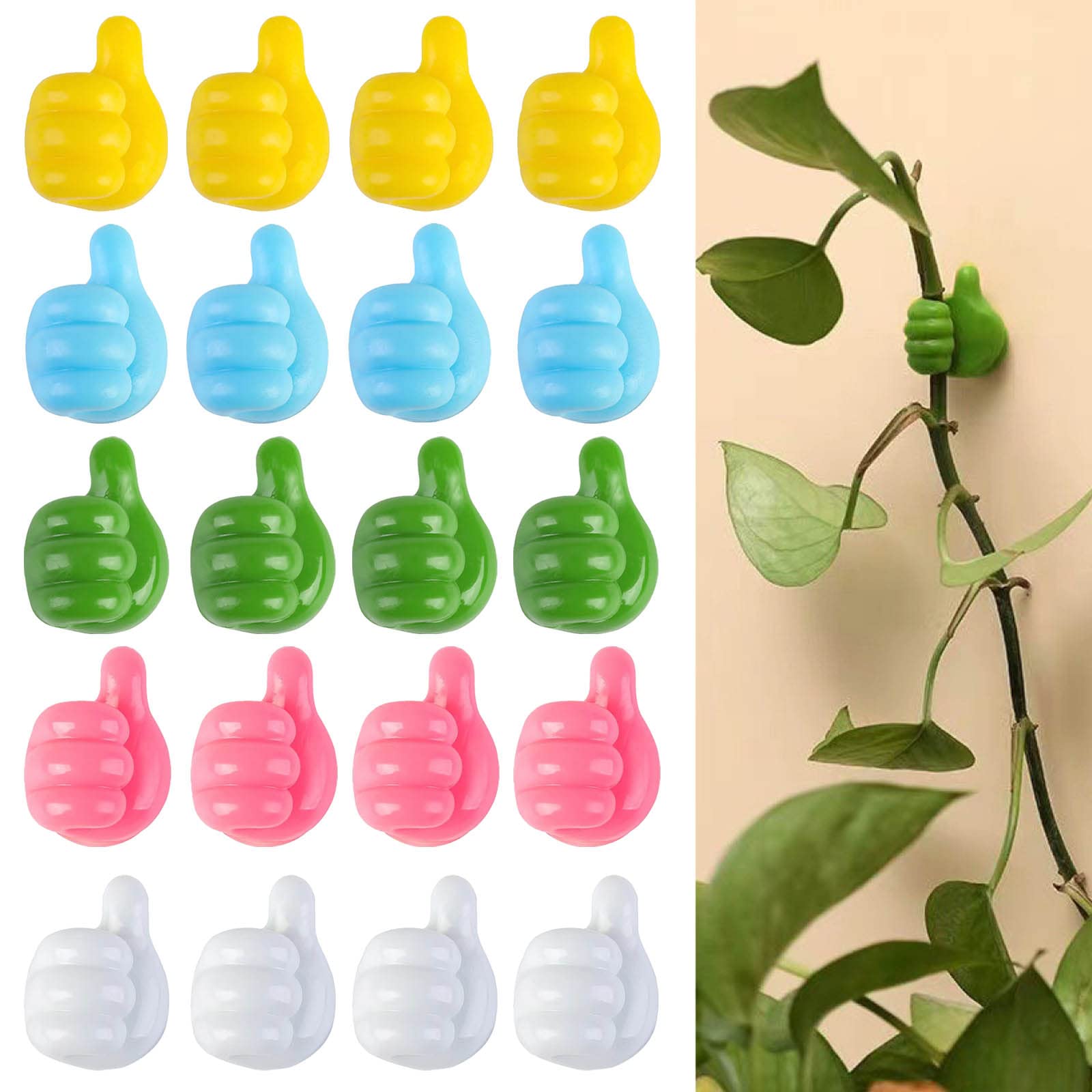JOAOXOKThumbs Up Cord Holder,20pcs Self Adhesive Thumb Hooks, Multifunctional Self Adhesive Clip Key Hook Wall Mount for Cable/Earphone/Plug/Mask Storage Thumb Wall Hooks (Thumb Hook - 20)