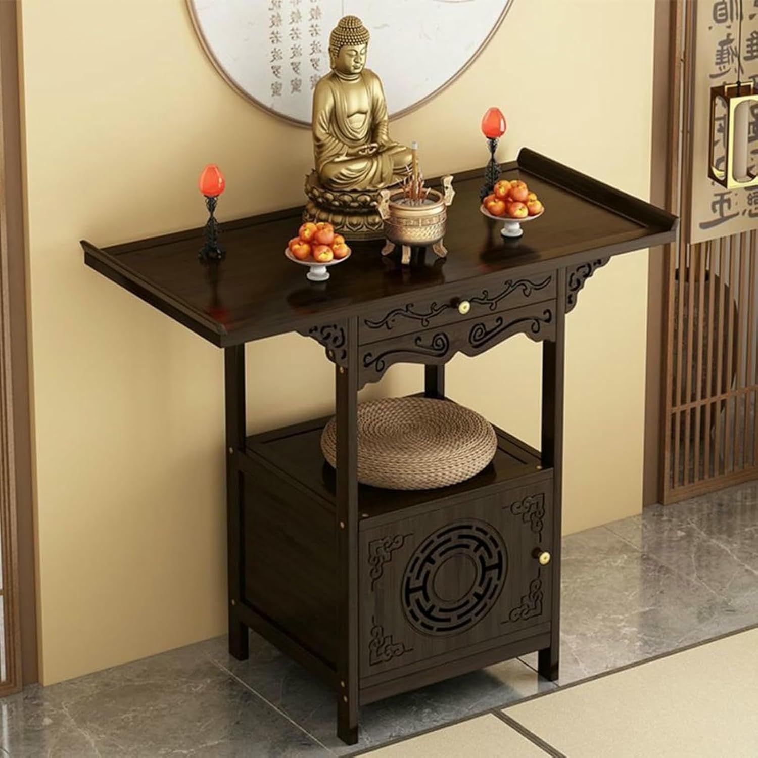 Shrine Altar, Prayer Table, Personal Shrine Altar Table, Chinese Cabinet Pedestal Offering Table,Altar Table with Storage, for Living Room, Study Room