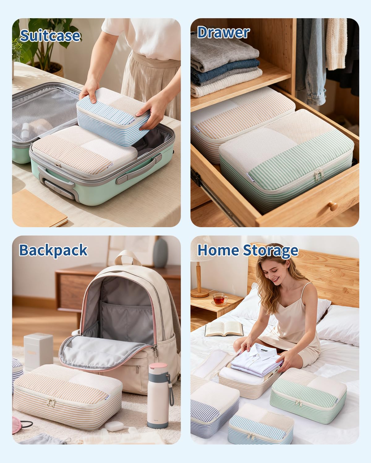 Narwey Lot de 7 Organiseurs de Valise, Ensemble de Cubes de Rangement pour Sac à Dos et Sac de Voyage, Organiseur de Voyage, Sacs de Rangement pour Valise, Organiseur de Voyage, Essentiels de Voyage