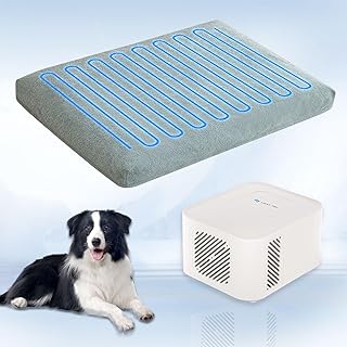 Pet Bed Cooling System, Consistent Cold Water Pad, No Refrigeration or Chemical Gel Needed, Machine Washable Bed, Ideal for Home and Crates (Cooling Green, 35