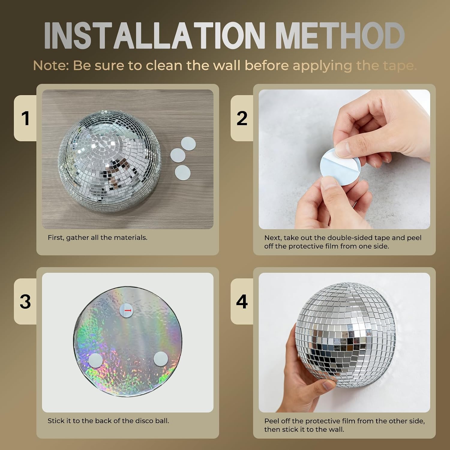 KMLSHLL 3 Pcs Half Disco Ball Wall Decor, Silver, 8/6/4 Inch image 5
