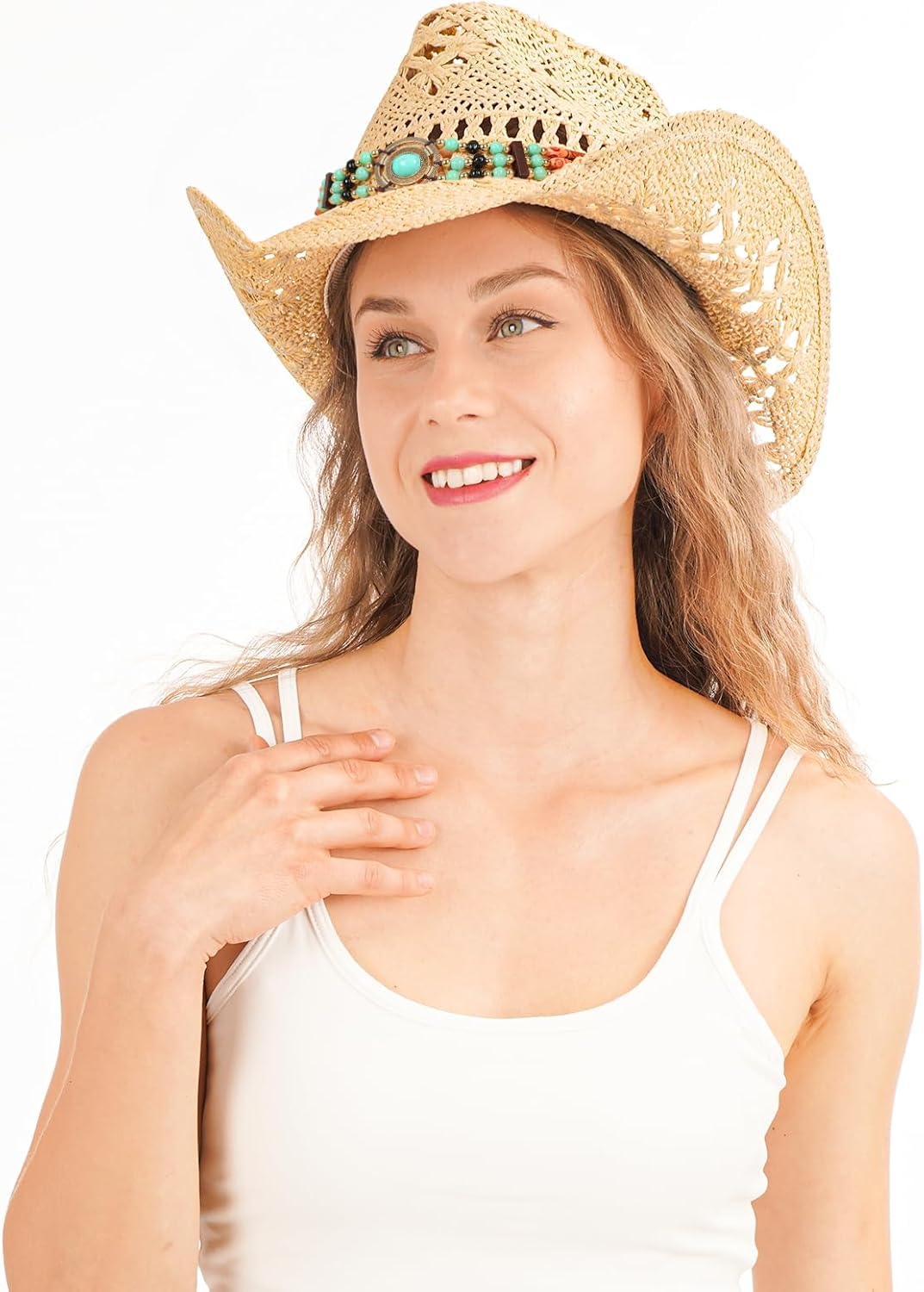 Cowboy Hat,Cowgirl Hat,Cowboy Hats for Women/Mens/Straw Wide with Shapeable Brim Western Cowboy Hat for Womens - Image 5