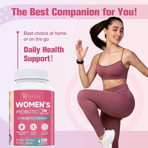 Miniatura 8 de Probióticos para mujeres, 100 mil millones de UFC probióticos para mujer con prebióticos, enzimas digestivas, D-manosa y extracto de arándano para